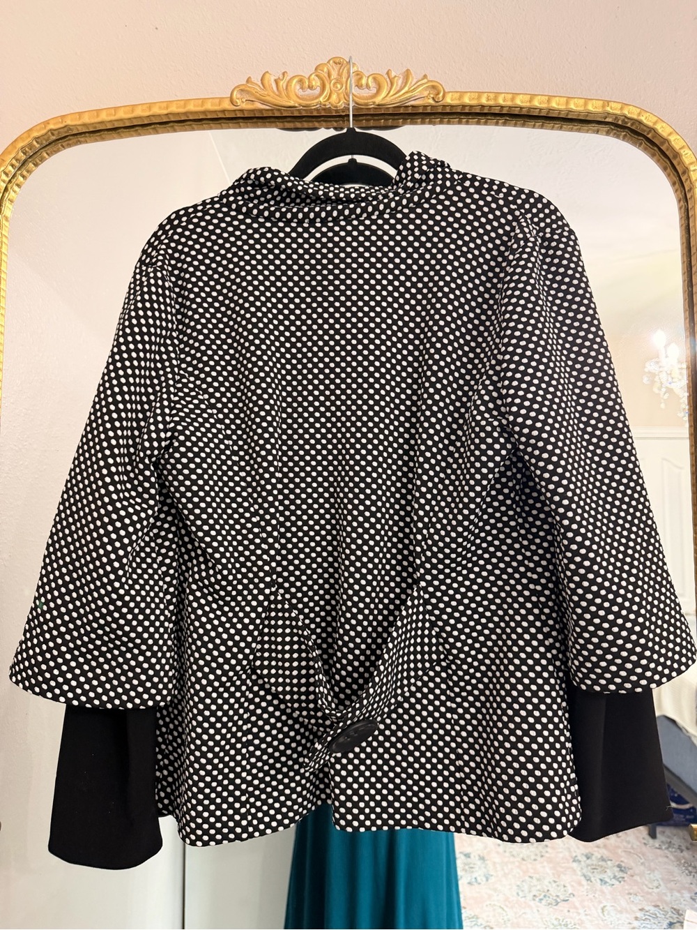 Joseph Ribkoff Black and White Polka Dot Cape Blazer - Picture 4 of 4